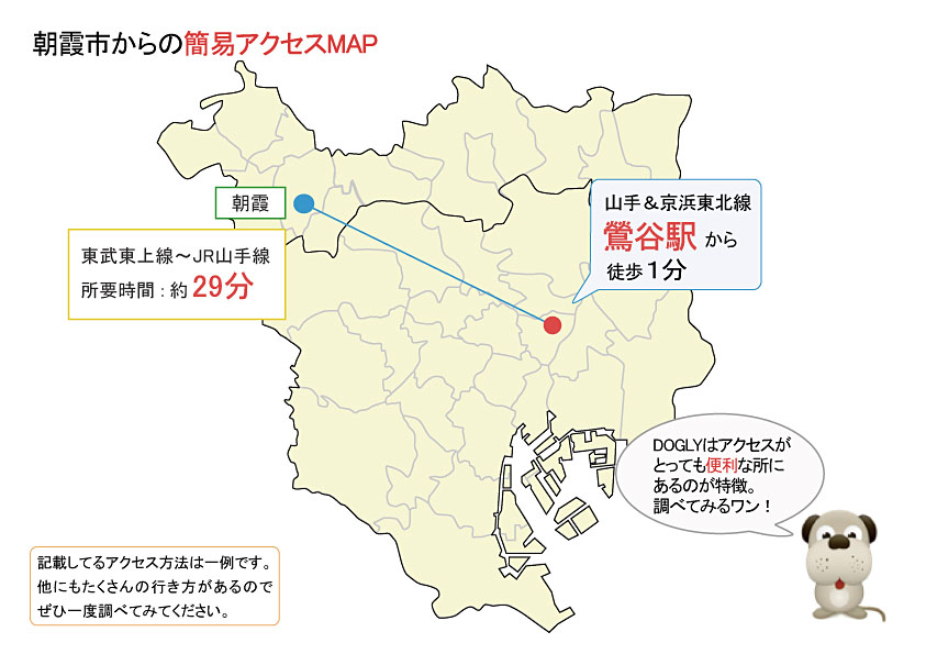 朝霞市主要駅からのアクセスマップ