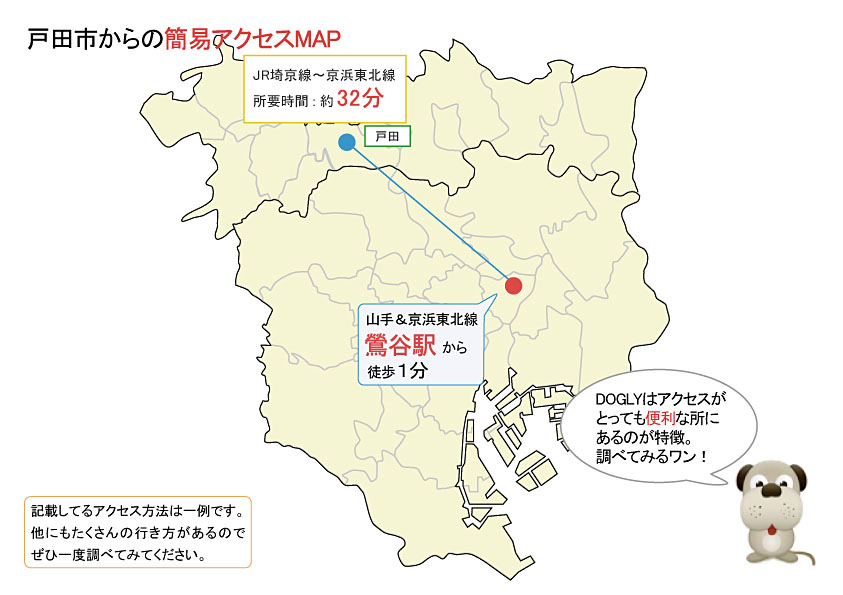 戸田市主要駅からのアクセスマップ