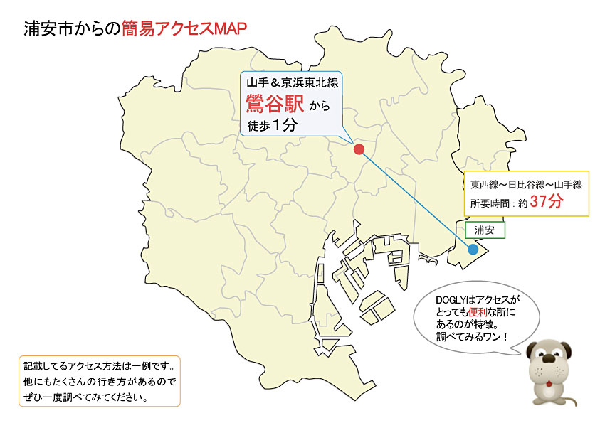 浦安市主要駅からのアクセスマップ