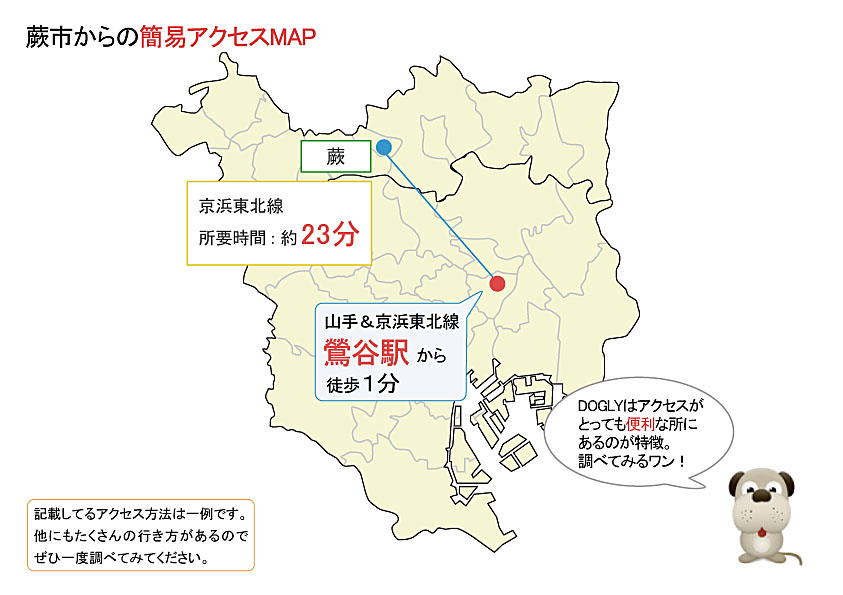 蕨市主要駅からのアクセスマップ