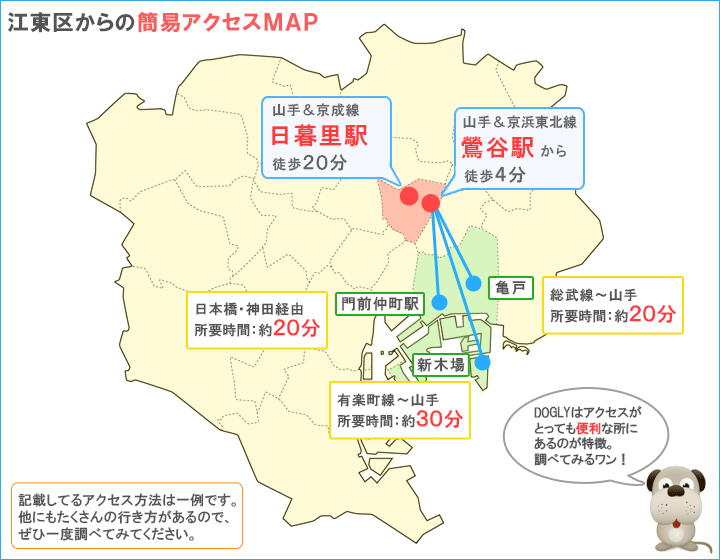 江東区主要駅からのアクセスマップ