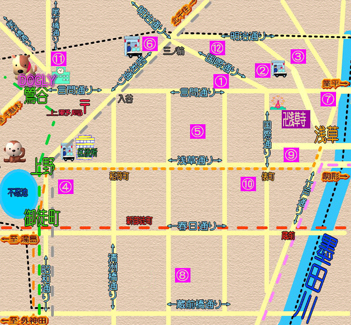 台東区の動物病院マップ